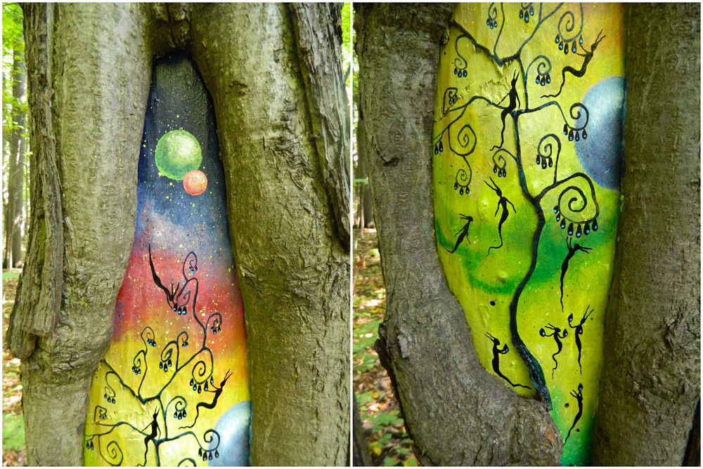Рисунки на деревьях - Ёжик возвращается в лес!, фото № 4