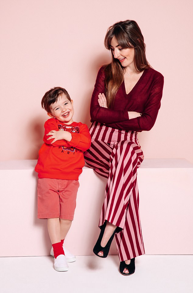 Michelle Kennedy (pictured with her son) says she is trying to raise her son Fin, four, to be a good feminist and to empathise with others, as well as encouraging him to articulate his emotions without fear