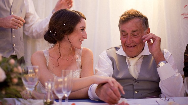 Proud: Rebecca with her father on her wedding day, a year after he had started to become ill