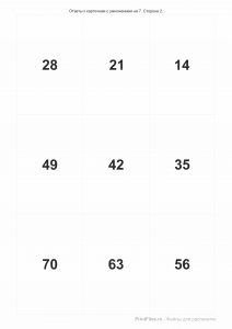Карточки с ответами на умножение на 7