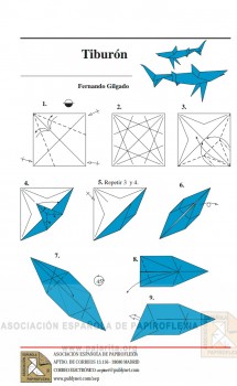 Схема сборки акулы оригами