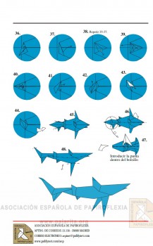 Схема складывания акула оригами