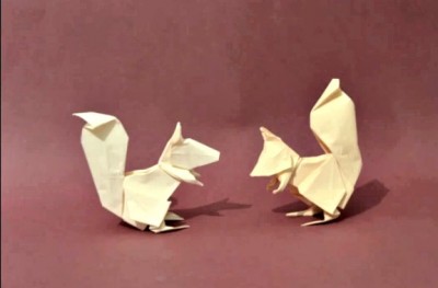 Белка оригами из бумаги