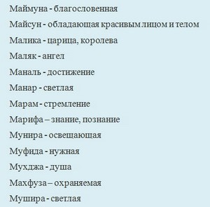 Татарские женские имена (М)
