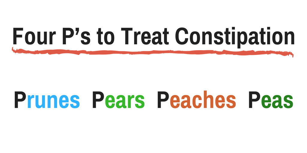 Four P’s play an important role in treating constipation in babies.Prunes Pears Peaches Peas