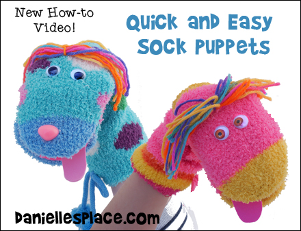 How to Make Sock Puppets - Quick and Easy Sock Puppet Video - Sock Puppets Children can Make from www.daniellesplace.com