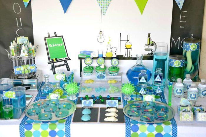 Оформление праздничного стола на день рождения юного химика