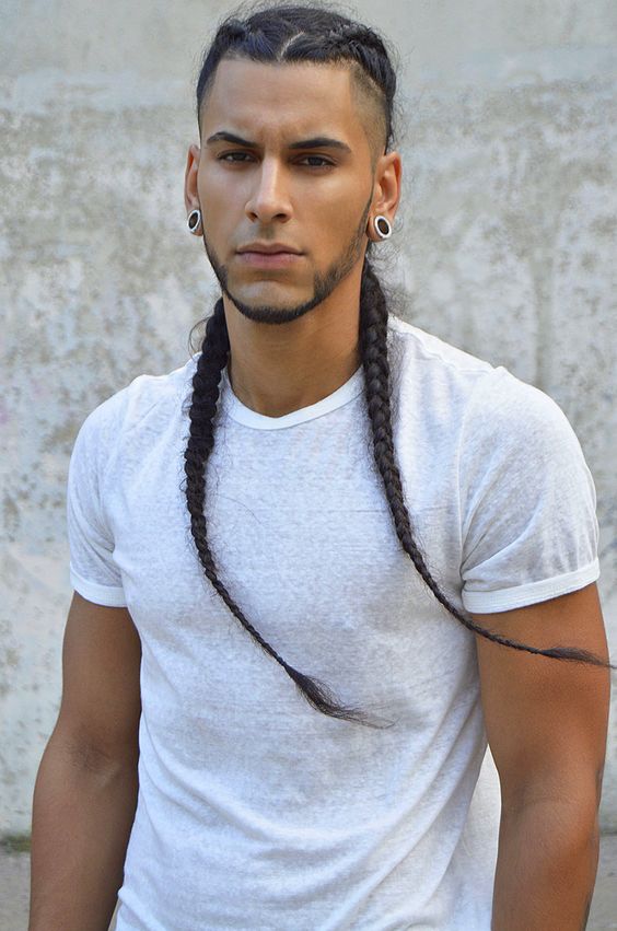 2 long braids for men